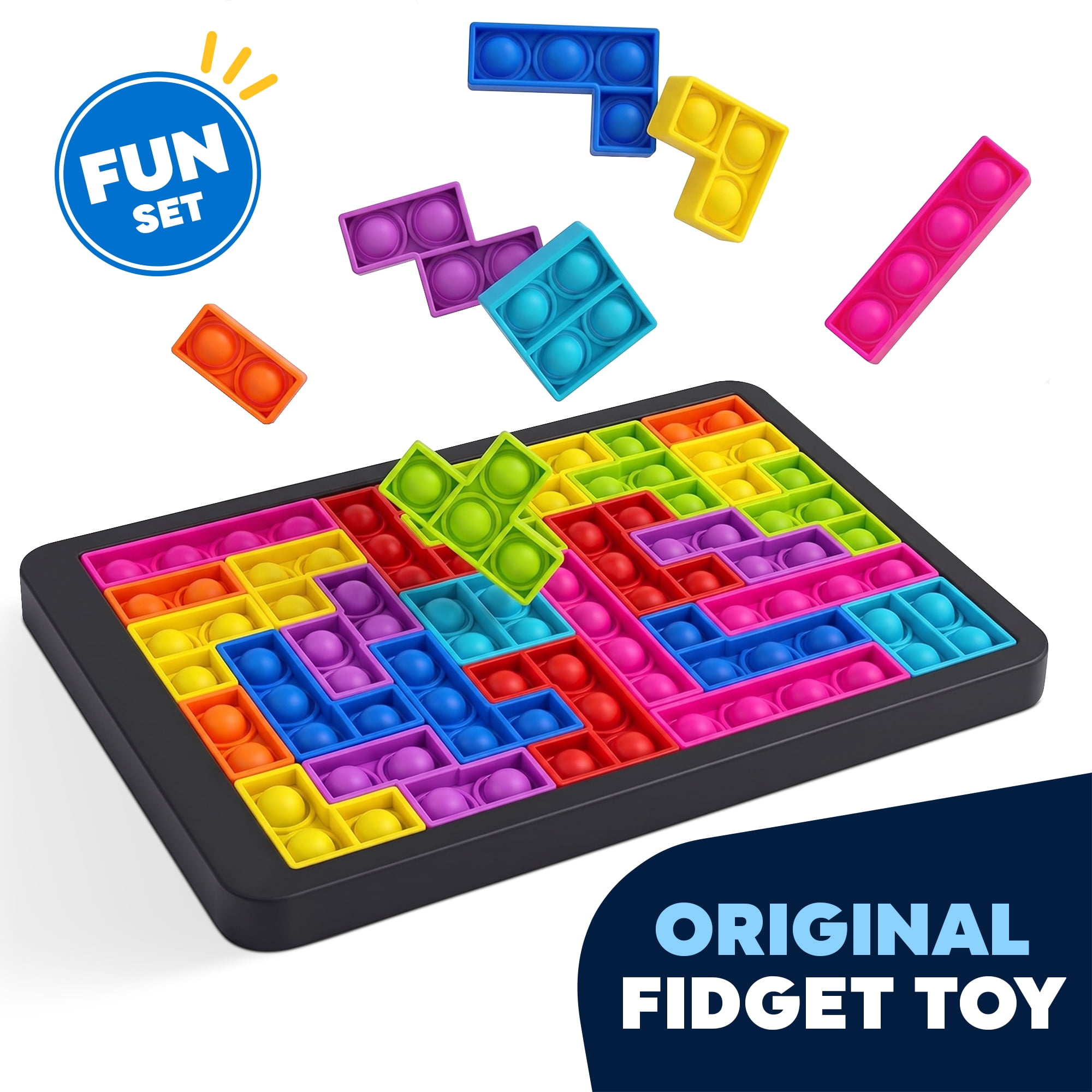 Jeexi Pop Push It Interactive Puzzle Game, Fun Tetris Stress Relief Sensory Popper Toy for Kids & Adults, Multicolor Push Pop Bubble Sensory Fidget Game, Christmas Gift & Stocking Stuffers
