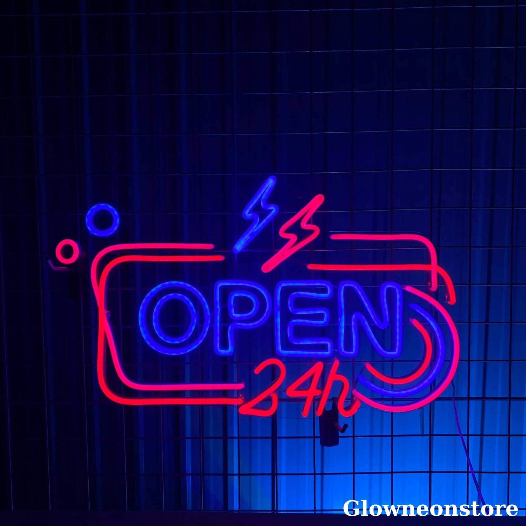 Glowneon Open 24H Neon Sign, Open 24H Led Sign, Welcome OPEN Coffee Shop Party Décor