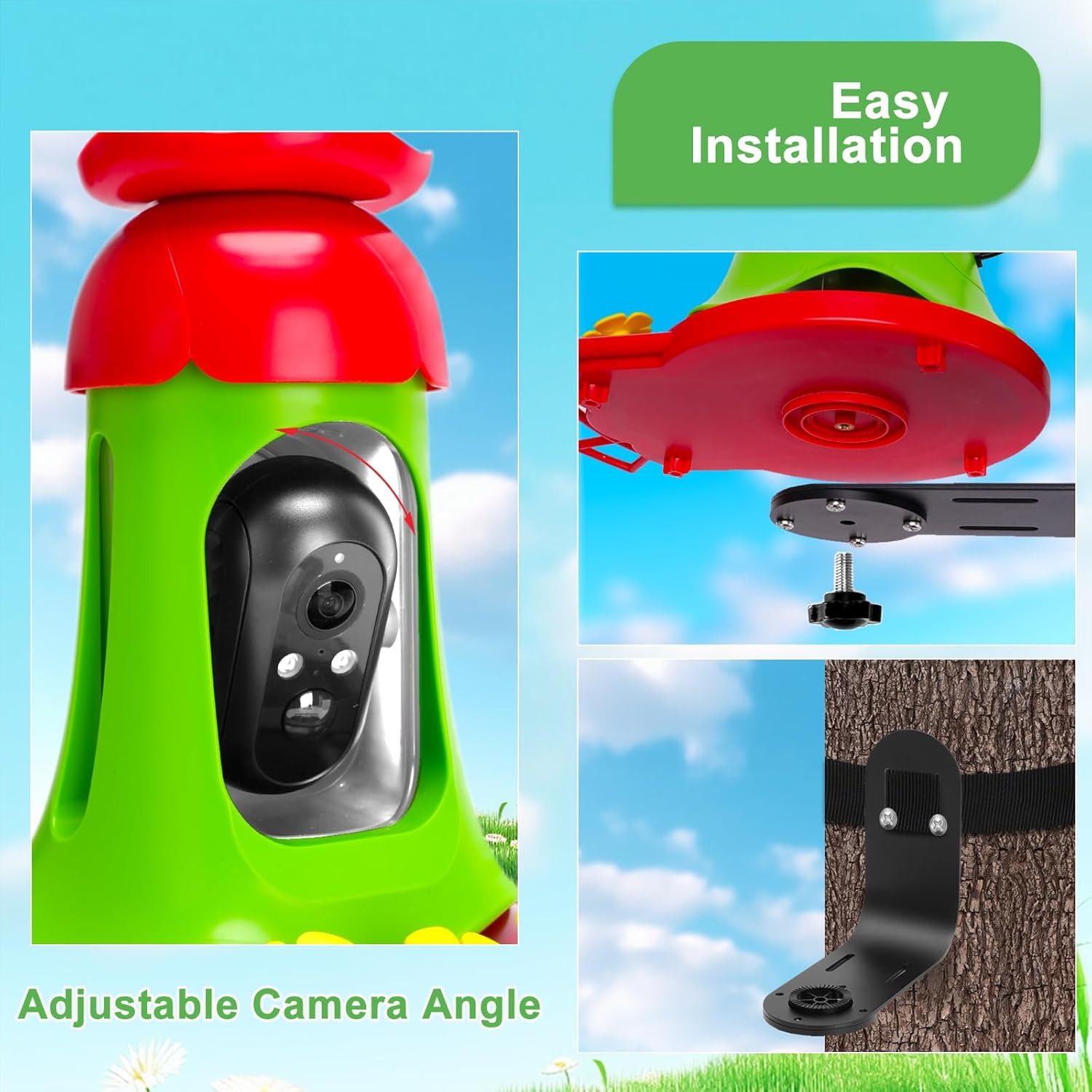 Hummingbird Feeder with Camera Solar Powered, AI Identify Bird Species, Hummingbird Feeder Camera Anti Ant Moat for Hummingbird, Outdoors Hanging, Ideal Gifts for Bird Lovers