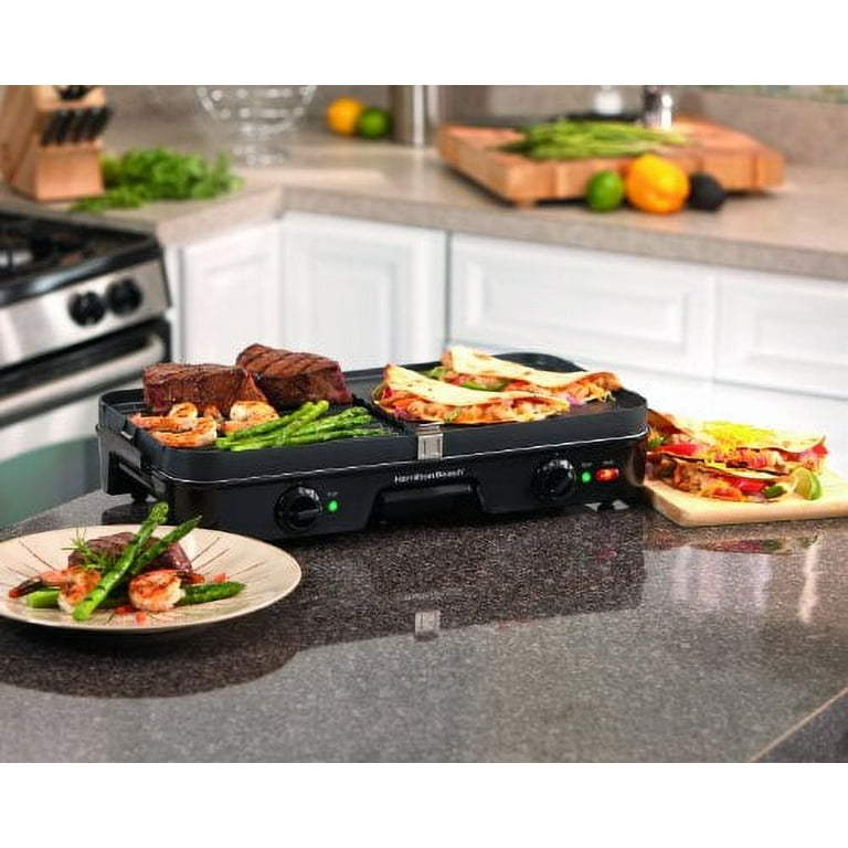 Hamilton Beach Electric Indoor Searing Grill with Removable Nonstick  Ceramic Plate, 25363
