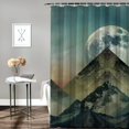 thumbnail image 2 of Chilfamy  Moon Shower Curtain, Composition with Heavenly Bodies and Angled Stripes with Grunge Effect Retro Look, Cloth Fabric Bathroom Decor Set with Hooks, Almond Green Indigo White, 2 of 7