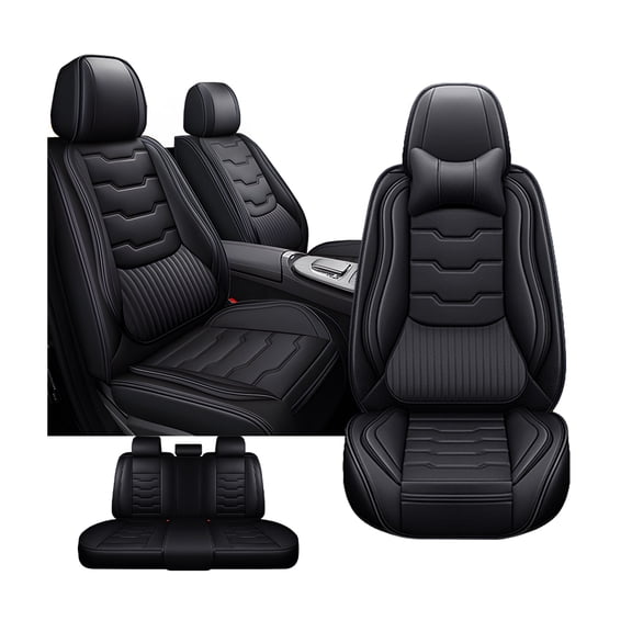 Universal Car Seat Covers for Toyota Corolla 1994-2026 Anti-Slip Seat Covers,Waterproof Faux Leather Full Coverage Car Seat Protectors Interior Accessories(5Pcs Standard/Black)