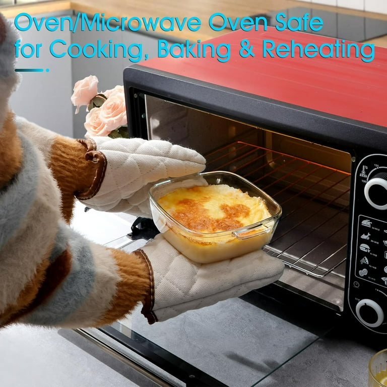 Mini Glass Casserole Dish with Lid Oven Safe Covered Round