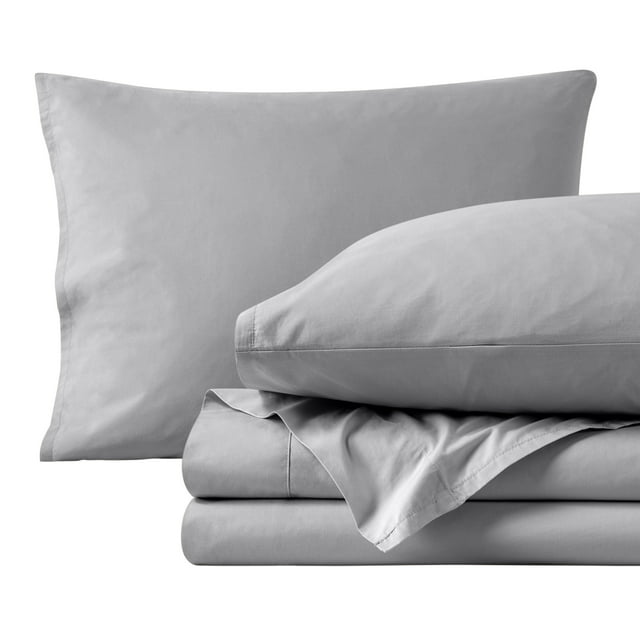 Bare Home Organic Percale Sheet Set - 300 Thread Count - 100% Organic Cotton - Twin XL, Light Gray