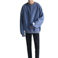 thumbnail image 1 of AMERTEER Hommes Manches Longues Col Rond Chaud Pull Automne Sweat-Shirt Randonnée Chemises Bleu XXL, 1 of 7