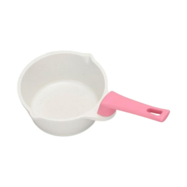 Mini sartén para aceite caliente, calentador de , olla con asa, calentador de leche multiusos, mini cacerola para freír, rociar, calentar, Rosa