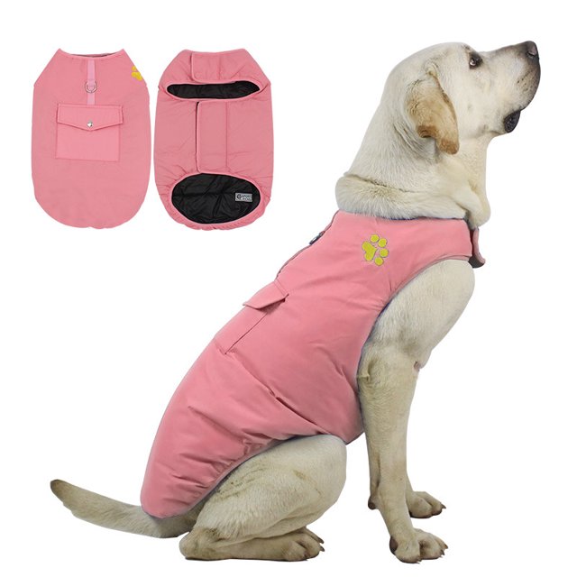 leyfeng Doble cara puede usar ropa para perros otoño e invierno cálido abrigo de algodón reflectante para perros grandes impermeable