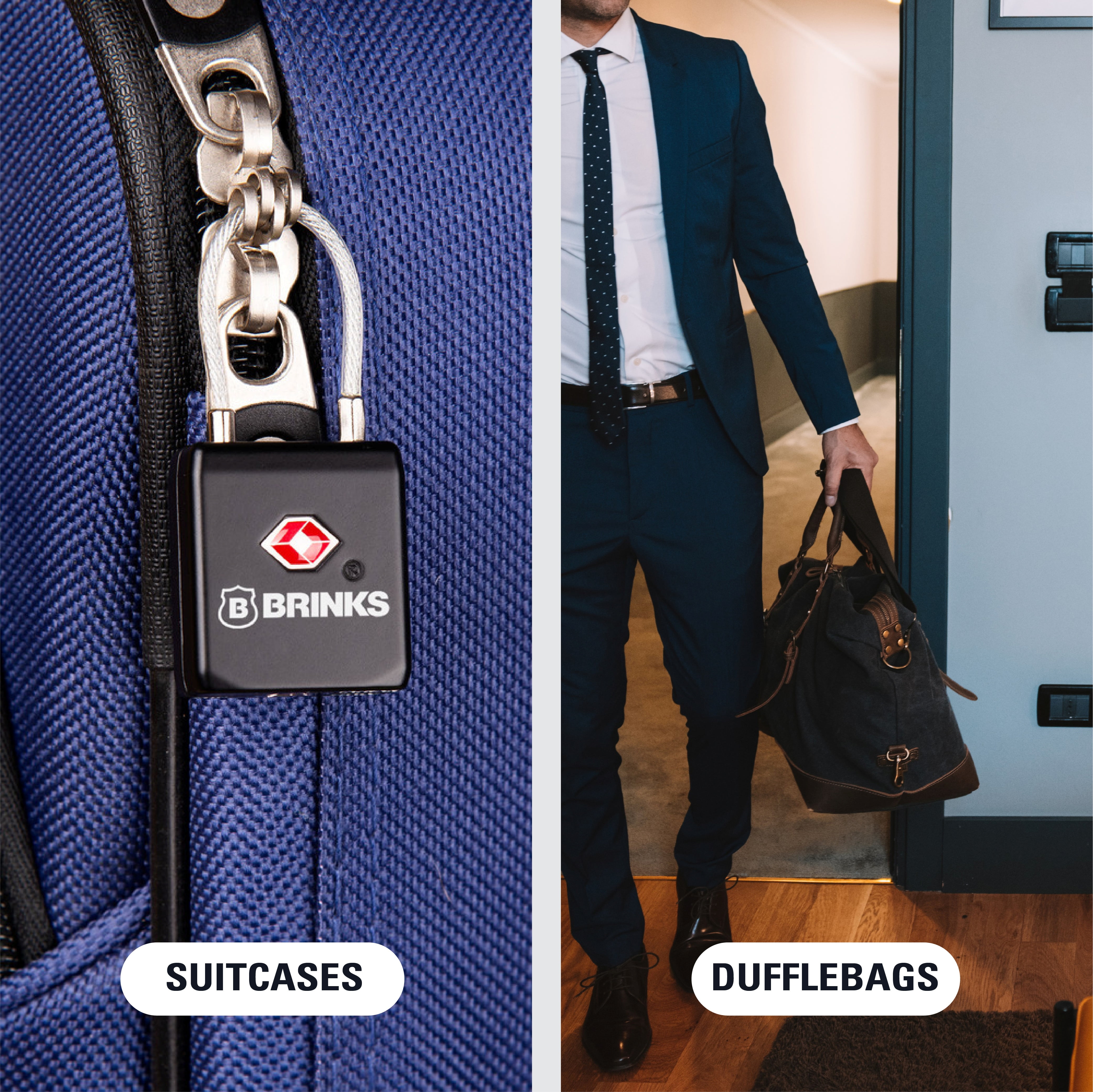 (3 pack) Brinks 28mm, TSA Luggage Padlock with a 1in Steel Cable Shackle