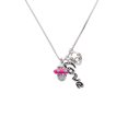 thumbnail image 2 of Delight Jewelry Silvertone Crystal Hot Pink Spinner - Love and Lock Charm Necklace, 18"+1", 2 of 4