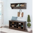 thumbnail image 3 of UBesGoo Entryway Floating Coat Rack, 39'' Wood Wall-Mounted Storage Hanging Shelf w/4 Dual Hooks, Brown, 3 of 6