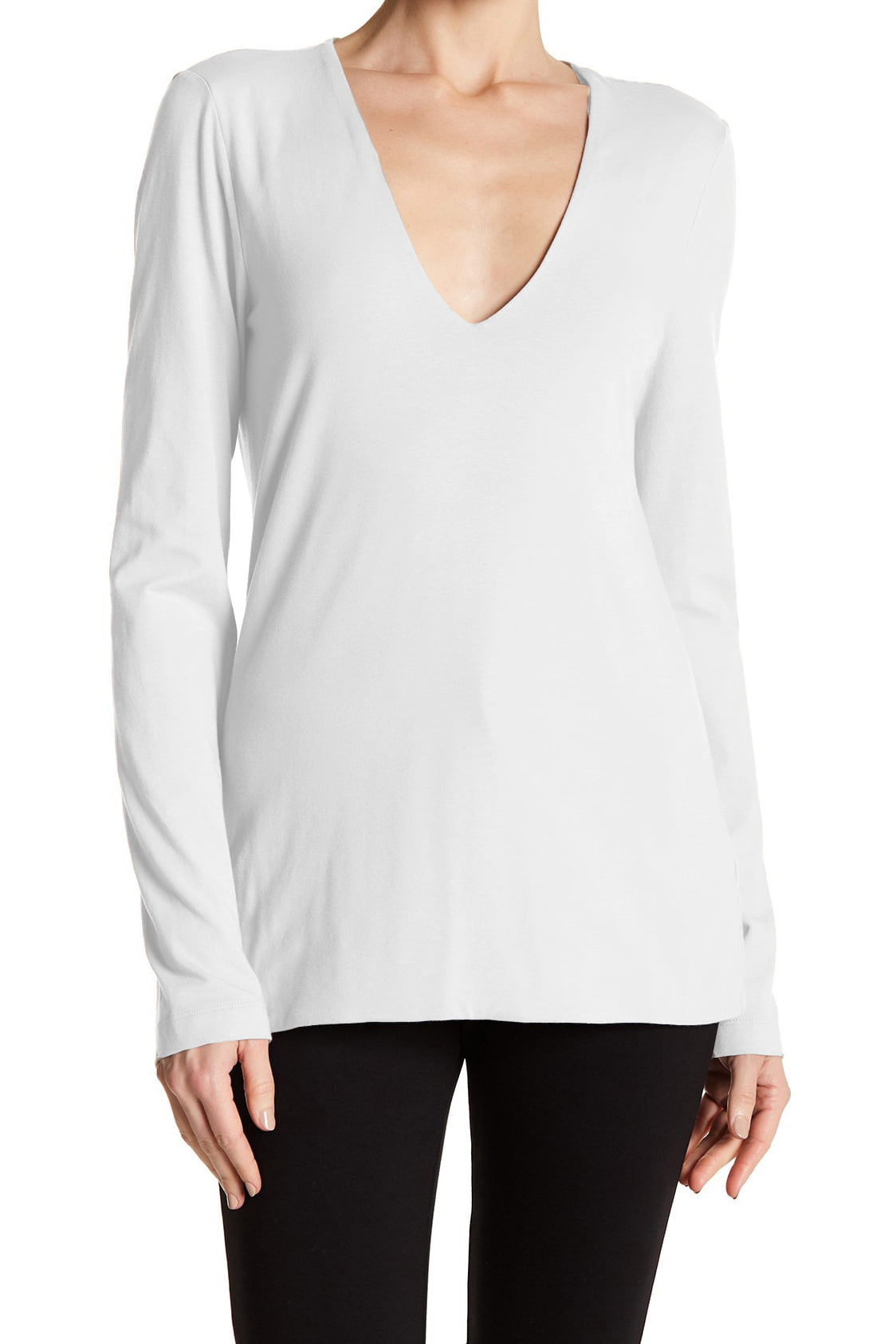 James Perse Chocolate V-Neck Long Sleeve T-Shirt