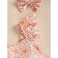 thumbnail image 6 of Bagilaanoe Newborn Baby Girl Rompers Dress Flower Print Fly Sleeve Ruffles Bodysuit + Headband 6M 12M 18M 24M Infant Summer One Piece Jumpsuit, 6 of 8