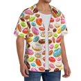 thumbnail image 3 of Lafuoo Color Donut Pattern Men's Cuban Collar Short Sleeve Shirt, Button-Down Resort Beach Pocket Shirt-XX-Large, 3 of 6