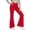 07#Red, variant on Teen Girls Yoga Pants Breathable Knit Flared Leggings V‑crossover Sleek Fit High Rise Waist Dance Uniform Trousers