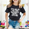 thumbnail image 3 of MIXUE Toddler Girls Tops & T-Shirts Birthday Kids Summer Letter Print Round Neck Short Sleeve Casual Pullover Tee Shirts Sportwear,Black,3-4 Years, 3 of 4