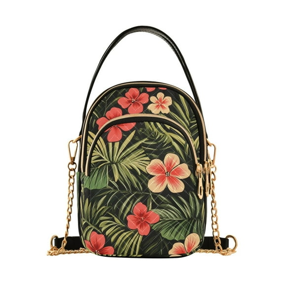 joogoo Women Tropical Flowers-t1 Chain Crossbody Bags Shoulder Handbag Phone Purse