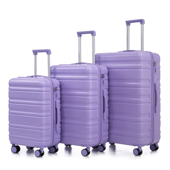 JERFIT 3-Piece ABS Hard Shell Spinner Luggage Set with TSA Lock, 20/24/28 Inch Carry On Suitcase, Lightweight & Durable, Blue and Purple Combo