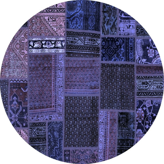 Ahgly Company Indoor Round Oriental Blue Modern Area Rugs, 5' Round