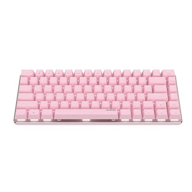 Ajazz AK33 Clavier Mécanique Filaire USB à 82 Touches Monochrome avec Rétroéclairage Blanc pour Jeux et Bureau, Rose, avec Interrupteurs Rouges