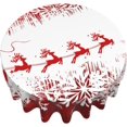 thumbnail image 3 of Christmas Round Tablecloths Xmas Deer Santa Claus 60 inch Winter Xmas Table Cloths Cover Mat Washable Table Covers Red Tablecloth Home Parties Holiday Dinner Party Dining Room Table Decor, 3 of 6