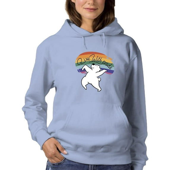 Live With Pride Polar Bear. Hoodie Women -Smartprints Designs, Female Large