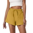 thumbnail image 1 of FNFYFH Clearance Ladies Training Loose Fit Solid Summer Workout Shorts Breathable Sport Shorts，Yellow, 1 of 6