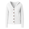 thumbnail image 4 of idosla Sweaters for Women Button Up Hoodie Cardigan Solid Color Ribbed Hooded Warm Outerwear Winter Jumpers Sweater (White, XL), 4 of 6