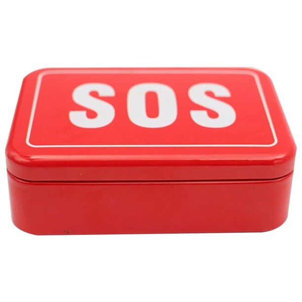 GOOHOCHY Herramienta de emergencia para exteriores SOS, incluye sierras de alambre, brújula plegable, alicates multiusos con linterna, silbato iniciador de fuego y caja de almacenamiento (roja)