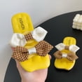 thumbnail image 4 of ZACPNCV Girl's Bow Open Toe Slip on Slippers PU Leather Slides Flat Sandals Yellow 3.5-4 Years, 4 of 6