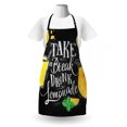 thumbnail image 3 of Saying Apron, Take a Break Drink Lemonade in Cursive Funky Text, Unisex Kitchen Bib with Adjustable Neck for Cooking Gardening, Adult Size, Grey Yellow, by Ambesonne, 3 of 4