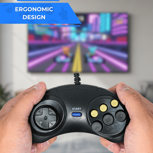 SEGA, Classic Sega Genesis Controller, 6-Button Game pad, 6 ft