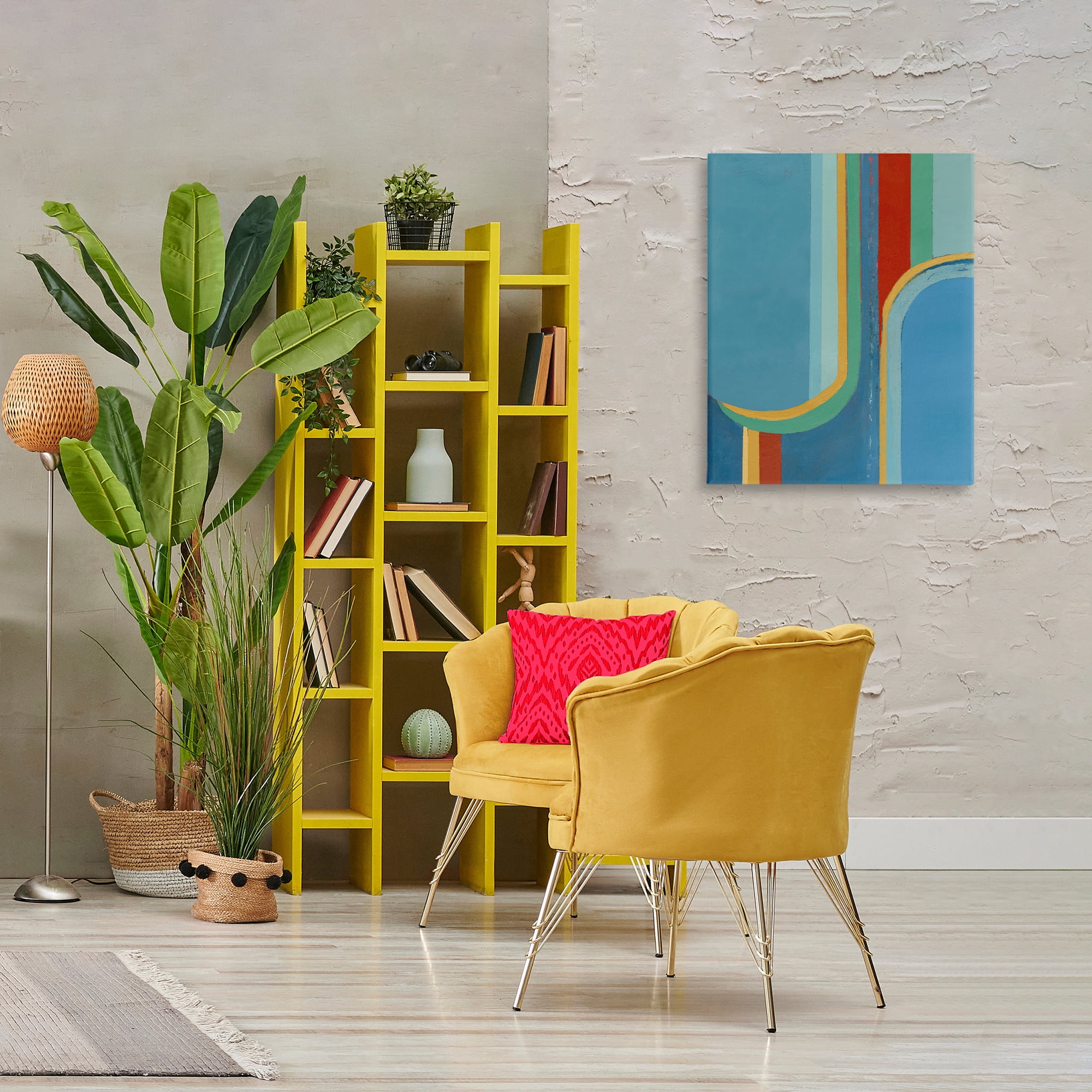 Stupell Industries Blue & Red Arches Abstract Painting Gallery Wrapped Canvas Art Print Wall Art, 24 x 30