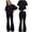 Black, variant on Outfits for Girls Size 9-10Y Crew Short Sleeve Solid Top with Pants Kids Daily Lightweight Set Girls Clothes