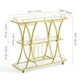 thumbnail image 4 of KFFKFF with Wine Rack Glass Holder 180 lbs 3 Tiers Gold Metal Bar Serving Cart, 4 of 8