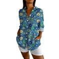 thumbnail image 2 of Bovemsi Womens Long Sleeve Boho Shirts V Neck Vintage Floral Tops Ladies Blouses Casual Graphic Shirt 2025 Spring, Blue Women's Summer Shirts, XL, 2 of 4
