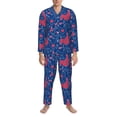 thumbnail image 3 of Honeii Chicken and Rooster Pattern Mens Pajamas Set,2pcs Men's Lounge Long Sleeve Sleep Shirt and Pajama Bottoms Sleepwear Set,Mens Pjs Sets-Large, 3 of 7