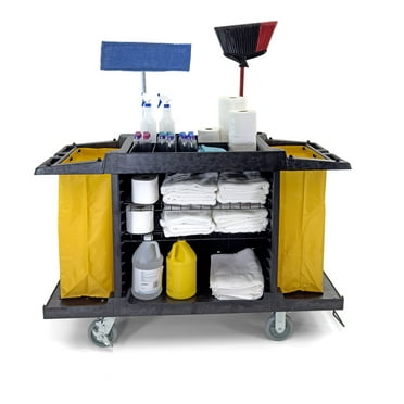 Hotel Cart Housekeeping Room Service Cart H 39" x L 60" X W 21" Black