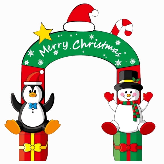 Firstness 8ft Christmas Inflatables Archway Snowman Penguin Blow ups Xmas Decor with LED Light for Outdoor Decoration