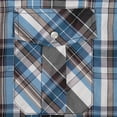 thumbnail image 4 of Coevals Club Men's Western Shirt Cowboy Plaid Country Pearl Snap Button Long Sleeve Two Pockets Work Shirts 10 Light Blue White Gray 4X-Large, 4 of 7