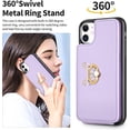 thumbnail image 2 of Wallet Case for iPhone 11 with Card Holder 360°Rotation Ring Stand Kickstand Women Girls PU Leather Double Buttons Flip Cover RFID Blocking Protective Case for iPhone 11 6.1 inch Light Purple, 2 of 6
