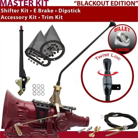 American Shifter 4L60E Shifter Kit Black 16 in. E Brake Cable Trim Kit Dipstick for F2A38