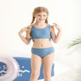 thumbnail image 3 of GYRATEDREAM Girls 3 Piece Swimsuits Print Top and Shorts Bikini Set Bathing Suit with Swimsuits Cover Up for 12-13 Years, 3 of 9
