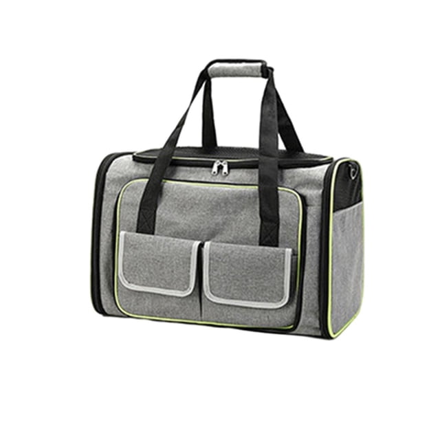 Bolsa de transporte para mascotas jinwen gran capacidad plegable extensible transpirable tela Oxford Verde gris claro portador de cachorros