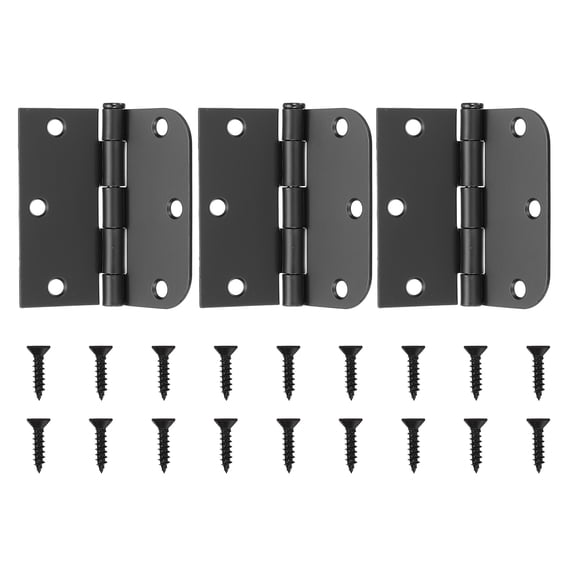 3.5 x 3.5 Inches Door Hinges, Smooth Ball Bearing Hinges with Square and 5/8" Radius Corner Removable Pin for Bedroom Interior Door (Matte Black, 3 Pcs)