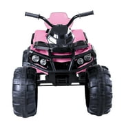 Ktaxon Kids ATV Ride-On Car Vehicle Toy with 12V Battery Powered Electric Rugged 4-Wheeler w/ 3.7mph Max, LED Headlights, AUX Jack