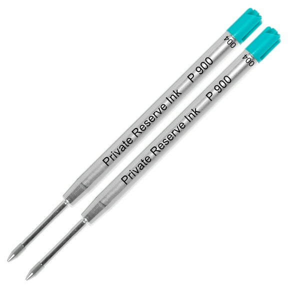 Private Reserve Ink P900 Parker Style Ballpoint Refill made by Schmidt - Turquoise, Medium, 2 Pack