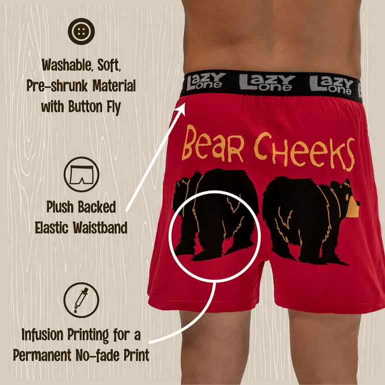 LazyOne Funny Animal Boxers, Bear Cheeks, Humorous Underwear, Gag Gifts for  Men (Xlarge)