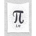thumbnail image 1 of Pi Tapestry, Hand Drawn Look Grunge Design Math Themed Number Icon with Lines Image, Wall Hanging for Bedroom Living Room Dorm Decor, 60"W X 80"L, Coconut and Dark Blue Grey, by Ambesonne, 1 of 2
