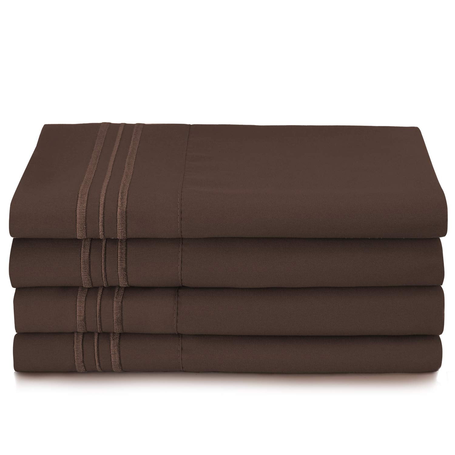 Clara Clark 6 Piece 1800 Microfiber Collection Bed Sheet Set, Deep Pockets Fitted Sheet, Queen, Chocolate Brown