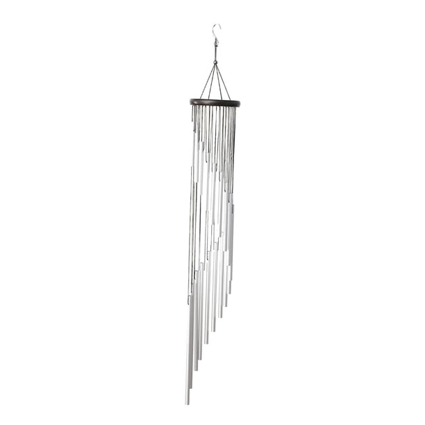Campanas de viento clásicas de 18 tubos de aluminio para decoración colgante de jardín y patio. plata